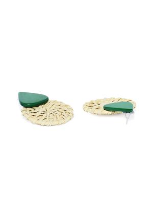 green metal drop earring - 17005217 - Standard Image - 2