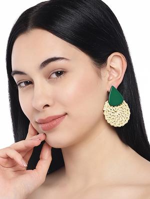 green metal drop earring - 17005217 - Standard Image - 3