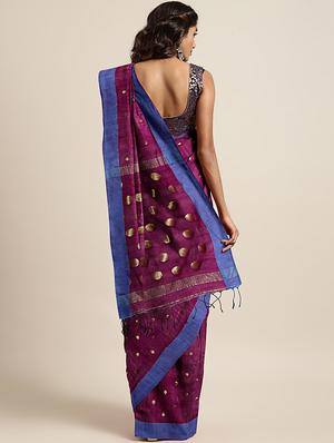 self design handloom saree with blouse - 17005389 - Standard Image - 2