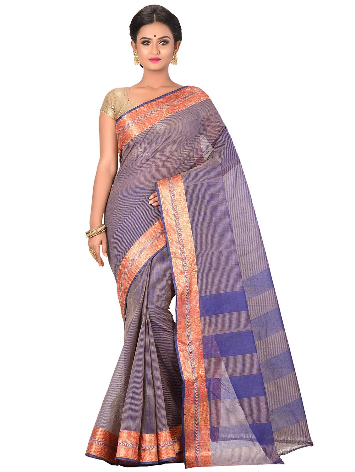 striped tant saree - 17006099 - Zoom Image - 1