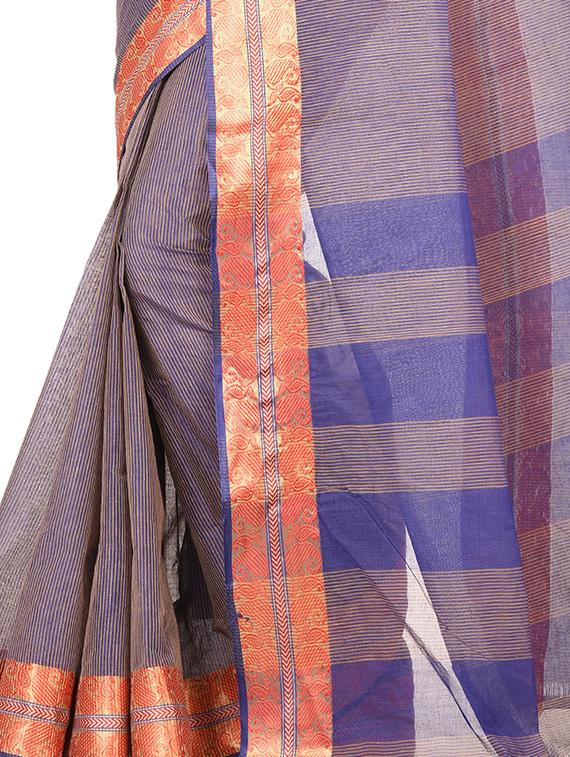 striped tant saree - 17006099 - Zoom Image - 3
