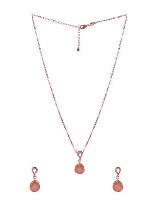 gold metal pendant and earrings - 17006372 - Standard Image - 3
