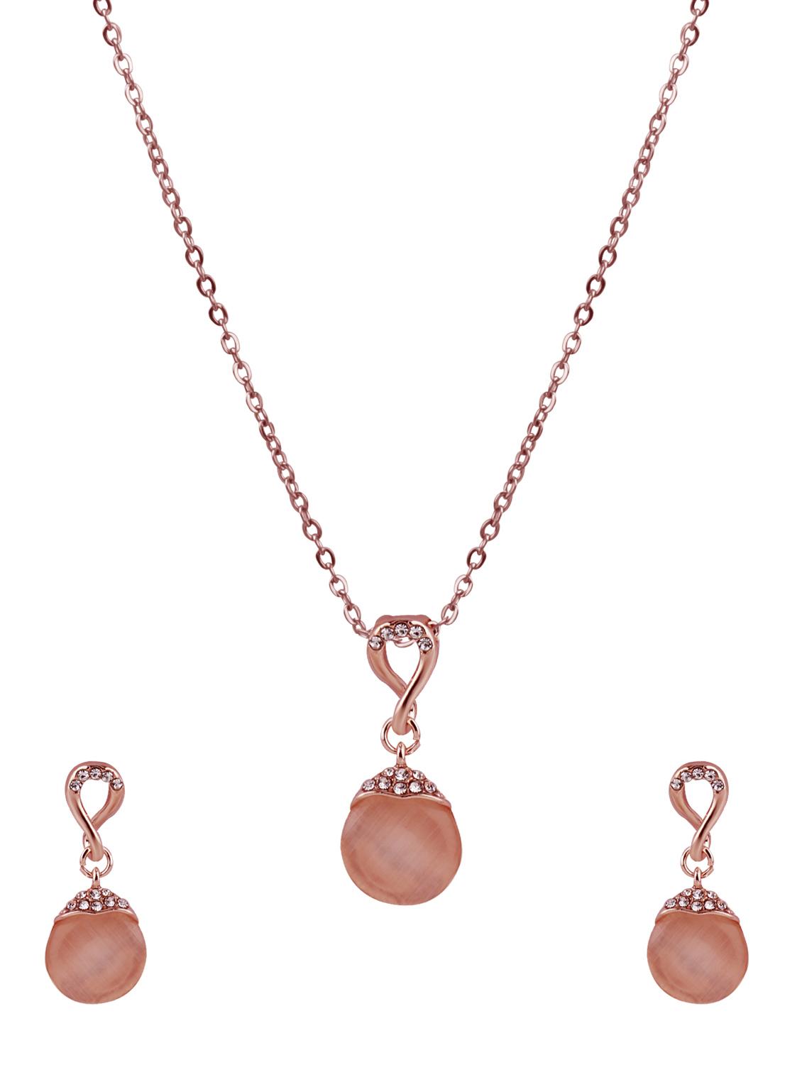 gold metal pendant and earrings - 17006372 - Zoom Image - 2
