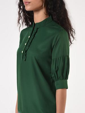 frill detail mandarin neck top - 17006492 - Standard Image - 5