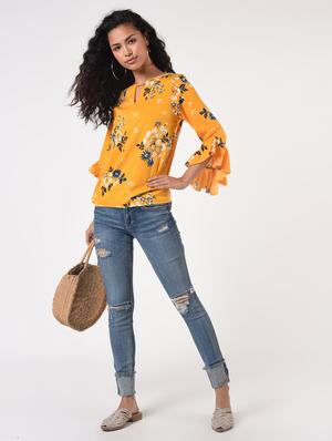 bell sleeves floral top - 17006495 - Standard Image - 4