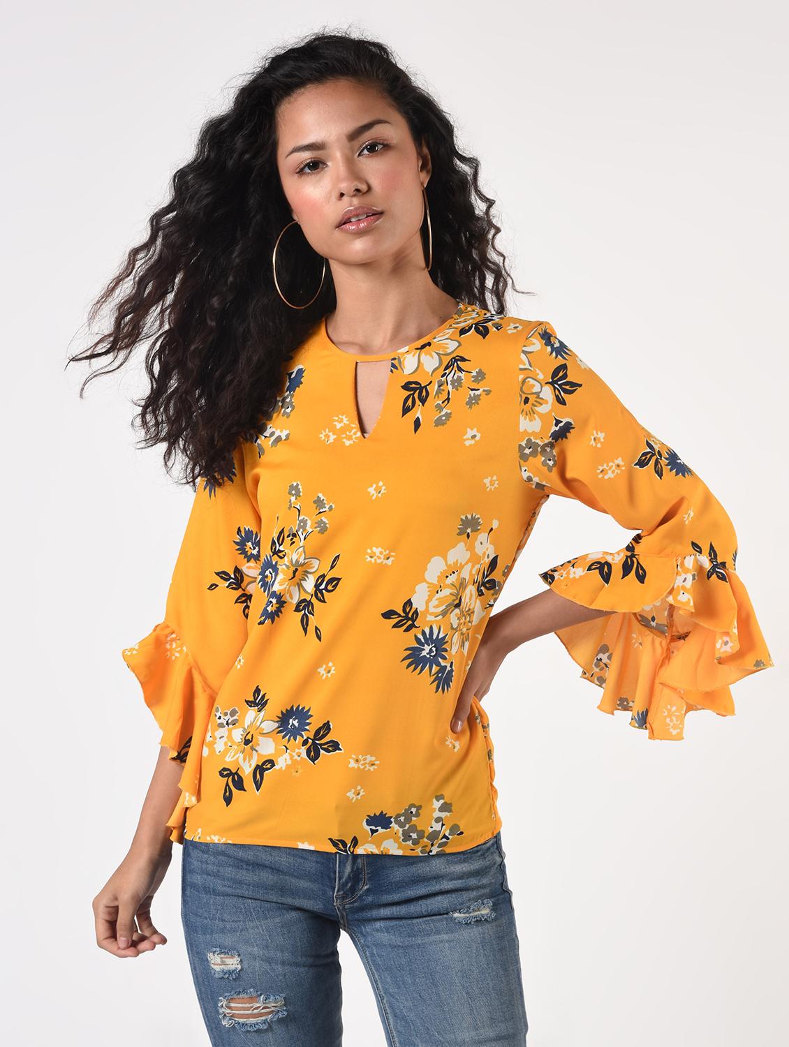 bell sleeves floral top - 17006495 - Zoom Image - 1