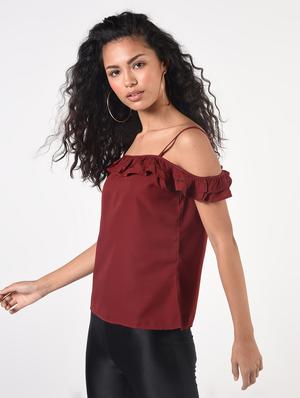 ruffle detail off shoulder top - 17006496 - Standard Image - 3