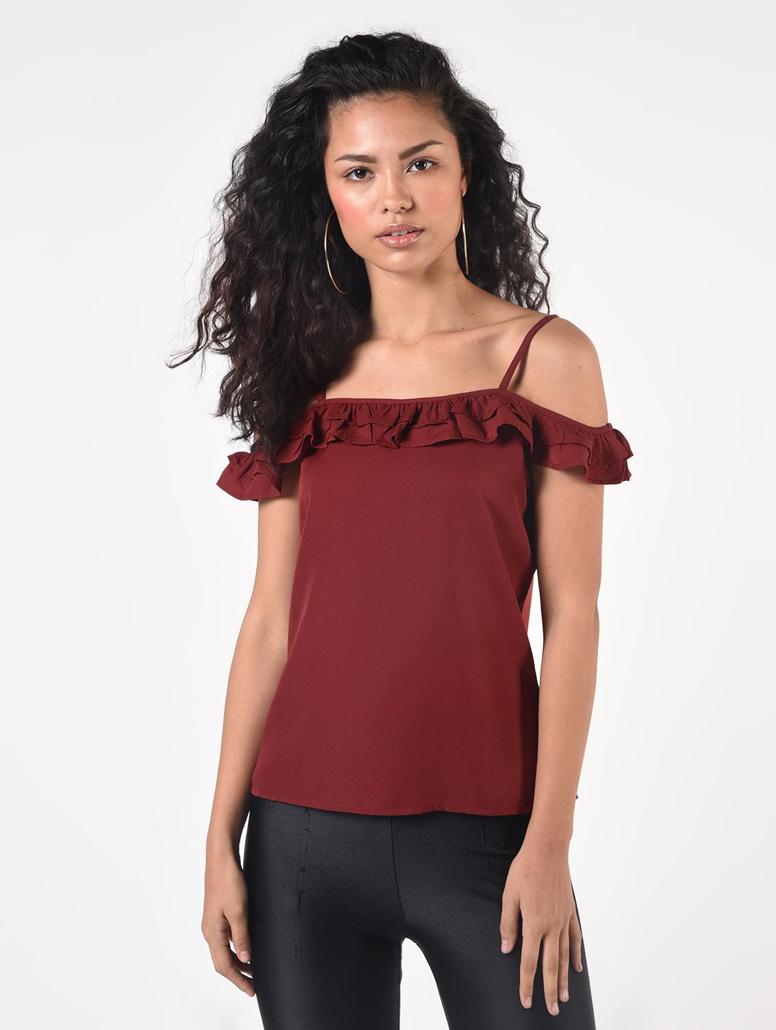 ruffle detail off shoulder top - 17006496 - Zoom Image - 2