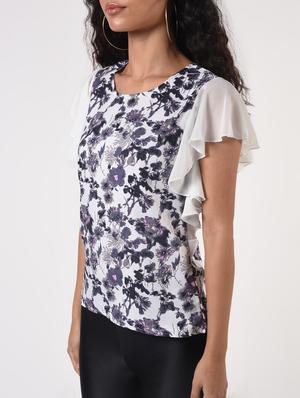 sheer sleeves floral top - 17006498 - Standard Image - 5