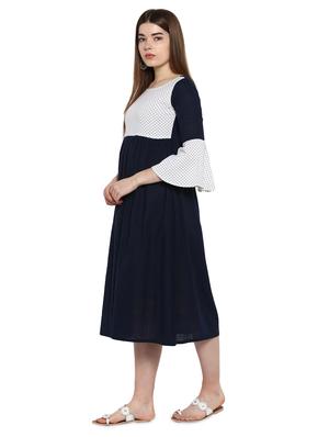 color block bell sleeved flared dress - 17006746 - Standard Image - 2
