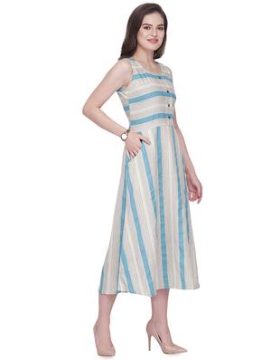 round neck striped a-line dress - 17006828 - Standard Image - 2