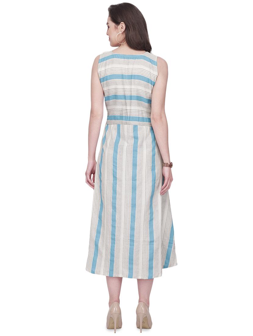 round neck striped a-line dress - 17006828 - Zoom Image - 3