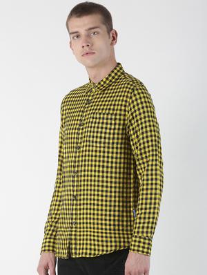 yellow checkered casual shirt - 17006862 - Standard Image - 2