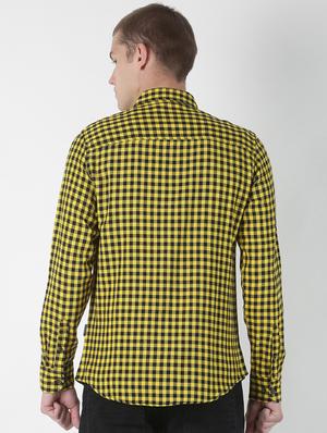 yellow checkered casual shirt - 17006862 - Standard Image - 3