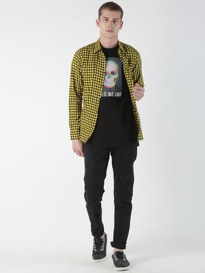 yellow checkered casual shirt - 17006862 - Standard Image - 4