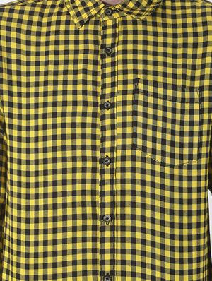 yellow checkered casual shirt - 17006862 - Standard Image - 5