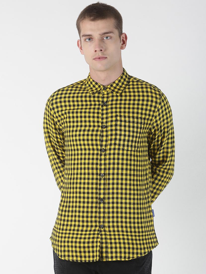 yellow checkered casual shirt - 17006862 - Zoom Image - 1