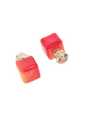 orange metal studs earring - 17007052 - Standard Image - 3