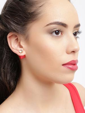 orange metal studs earring - 17007052 - Standard Image - 5