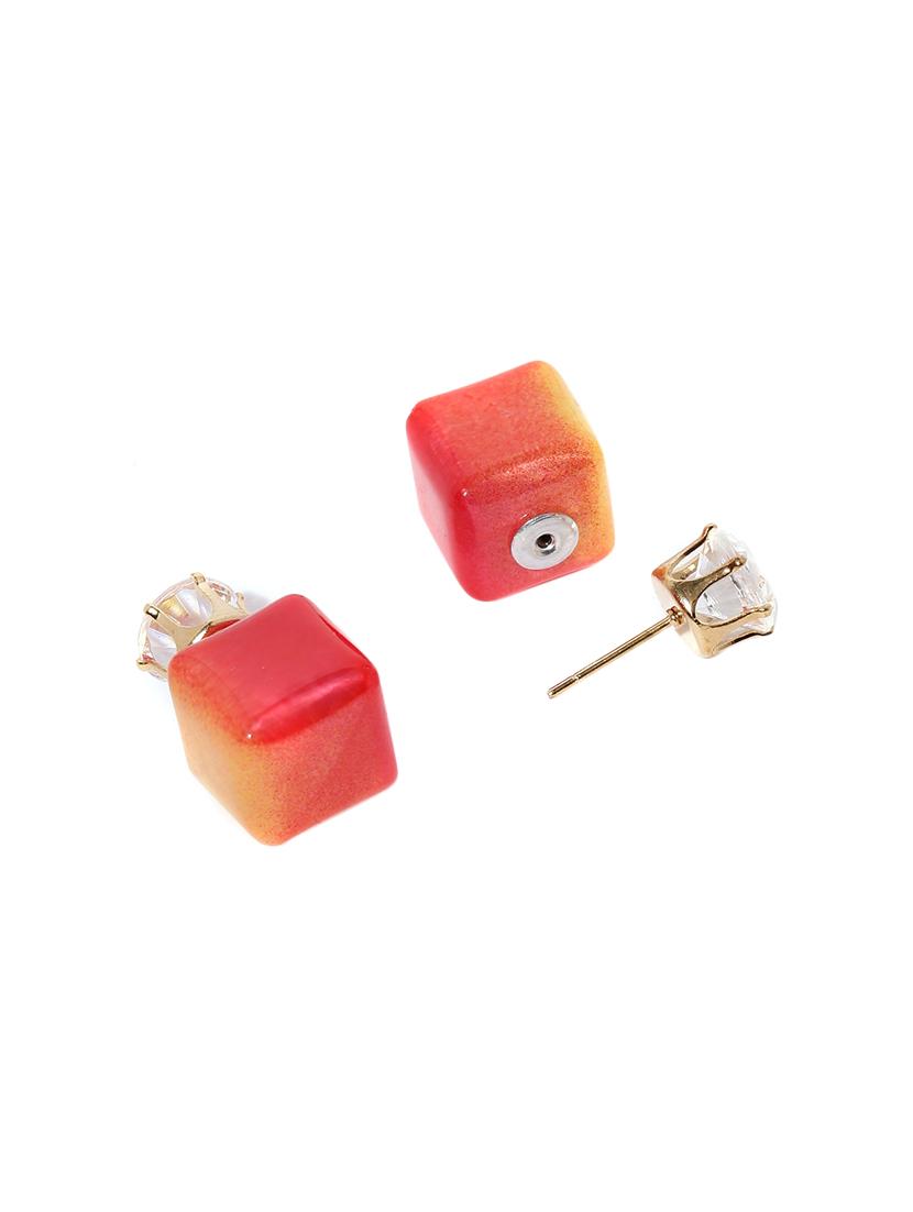 orange metal studs earring - 17007052 - Zoom Image - 2