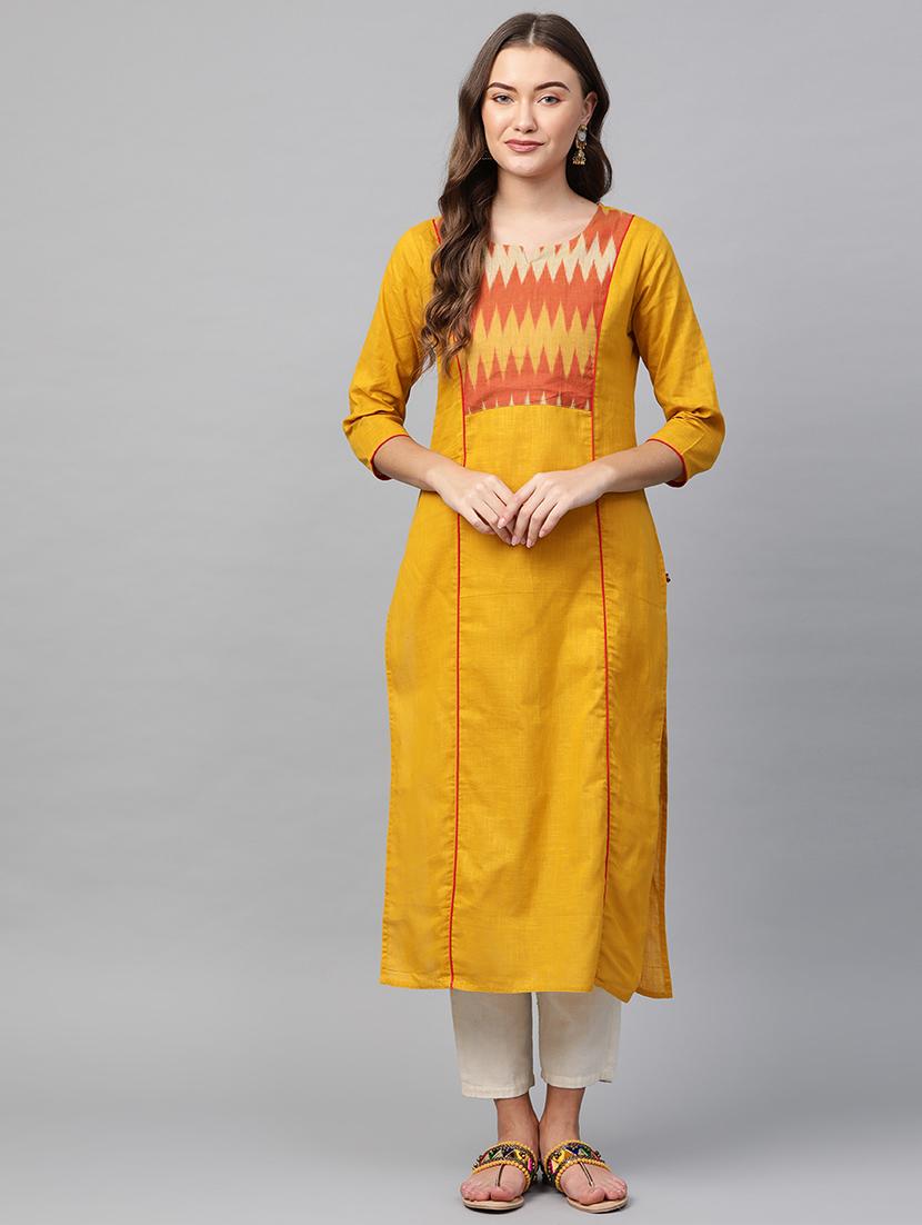 ikat print straight kurta - 17007087 - Zoom Image - 1