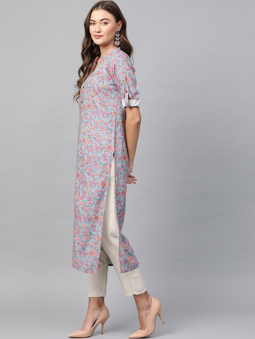 floral straight kurta - 17007089 - Zoom Image - 2