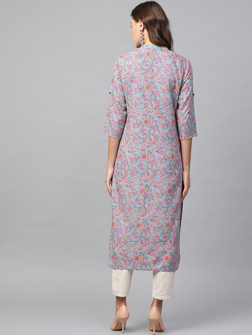 floral straight kurta - 17007089 - Zoom Image - 3