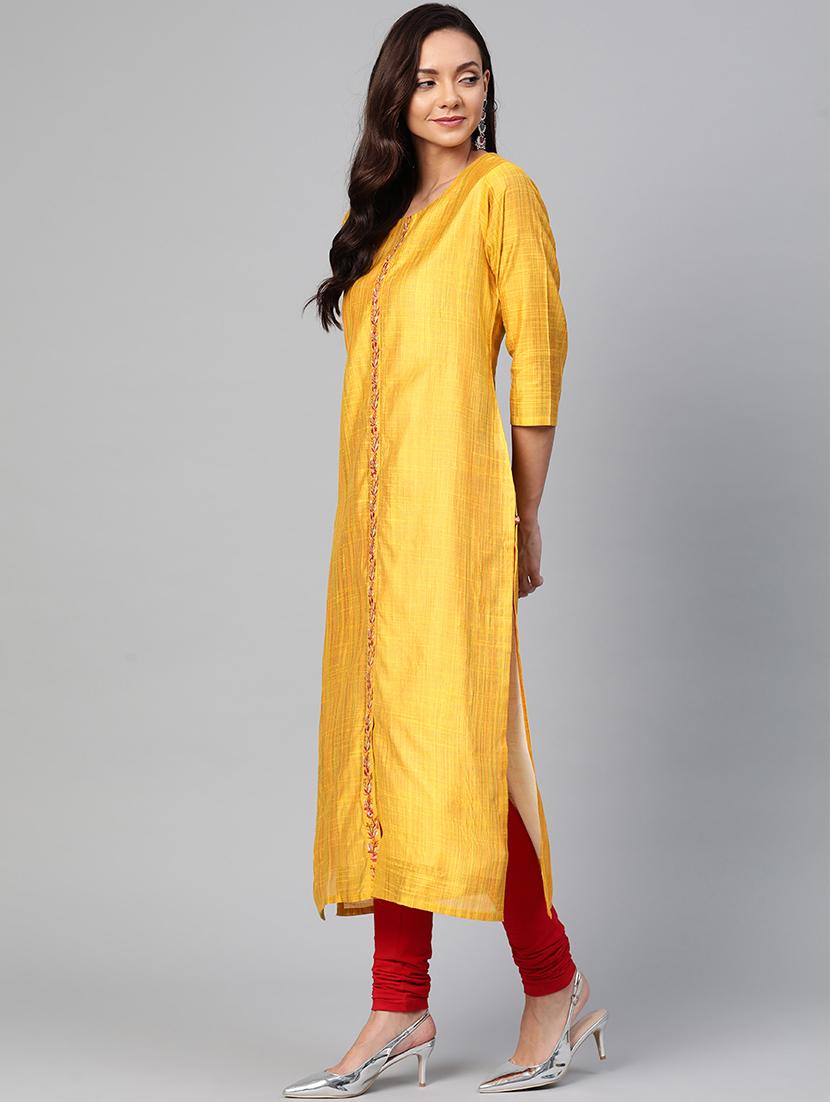 embroidered straight kurta - 17007094 - Zoom Image - 2