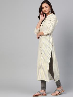 striped straight kurta - 17007095 - Standard Image - 2