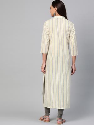 striped straight kurta - 17007095 - Standard Image - 3