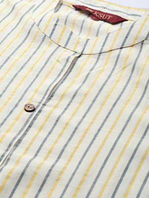 striped straight kurta - 17007095 - Standard Image - 4