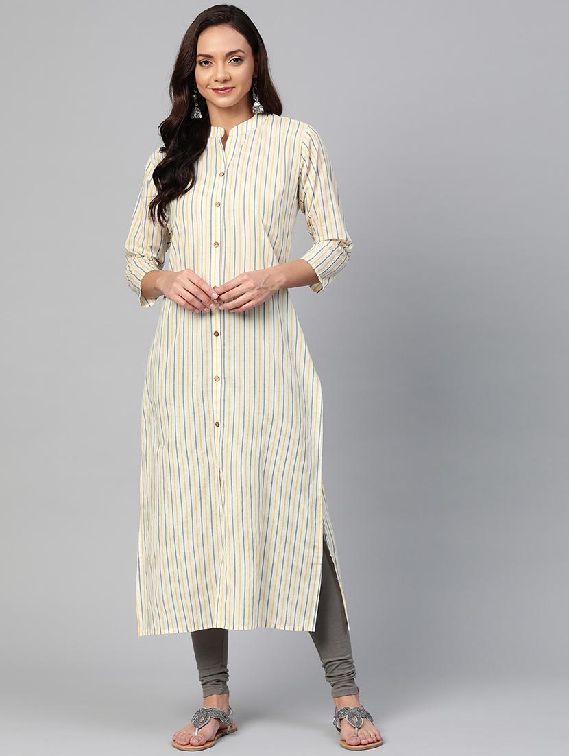 striped straight kurta - 17007095 - Zoom Image - 1