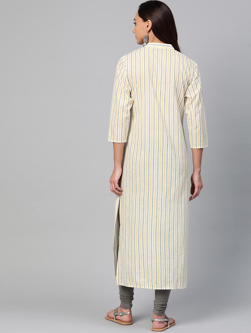 striped straight kurta - 17007095 - Zoom Image - 3