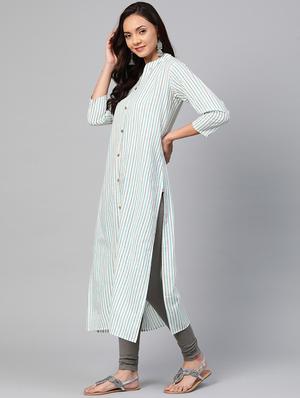 striped straight kurta - 17007096 - Standard Image - 2