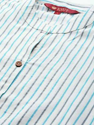 striped straight kurta - 17007096 - Standard Image - 4
