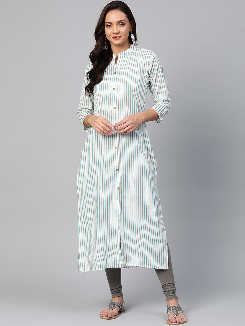 striped straight kurta - 17007096 - Zoom Image - 1