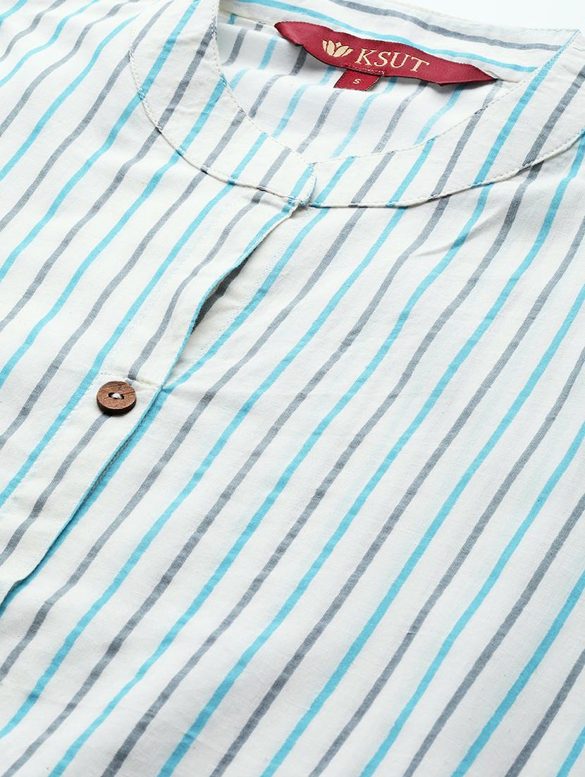 striped straight kurta - 17007096 - Zoom Image - 4
