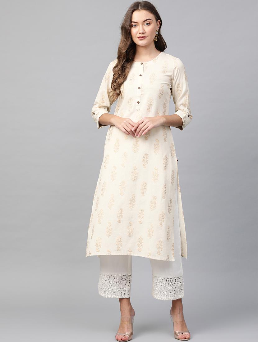 floral straight kurta - 17007099 - Zoom Image - 1