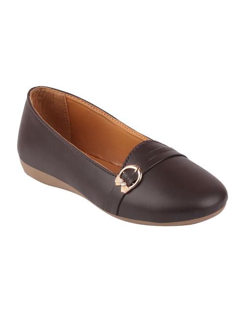 brown pu slip on ballerina - 17007291 - Standard Image - 1