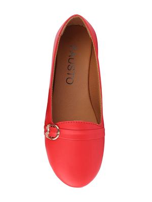 red pu slip on ballerina - 17007294 - Standard Image - 3