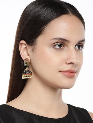 black metal jhumka earring - 17007390 - Standard Image - 2