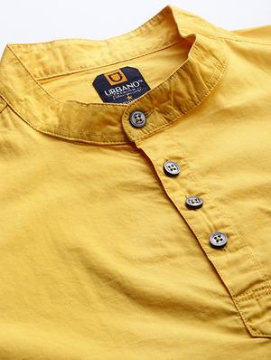 yellow solid short kurta - 17007629 - Standard Image - 5
