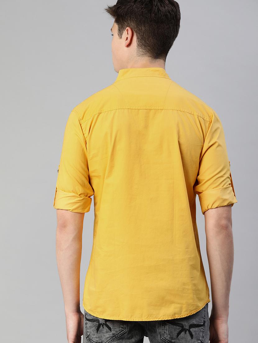 yellow solid short kurta - 17007629 - Zoom Image - 3