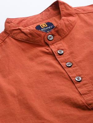 orange solid short kurta - 17007632 - Standard Image - 5