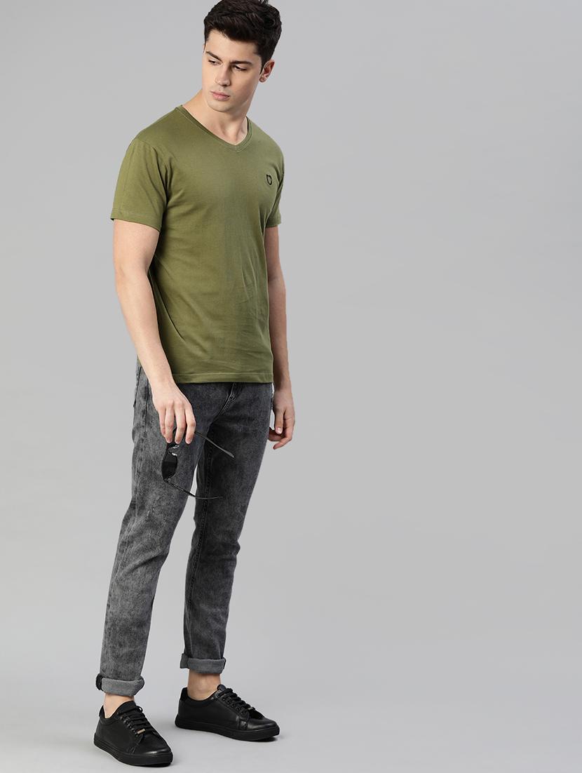olive green solid t-shirt - 17007651 - Zoom Image - 4