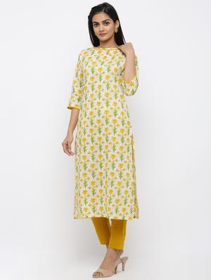 floral straight kurta - 17007800 - Standard Image - 2
