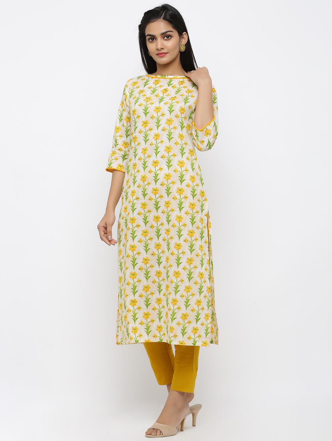 floral straight kurta - 17007800 - Zoom Image - 2