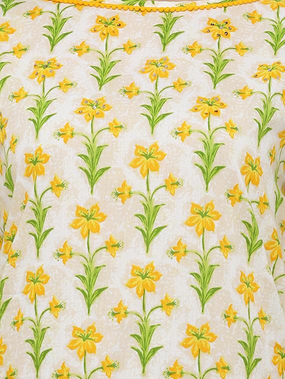 floral straight kurta - 17007800 - Zoom Image - 4