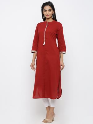 solid straight kurta - 17007812 - Standard Image - 2