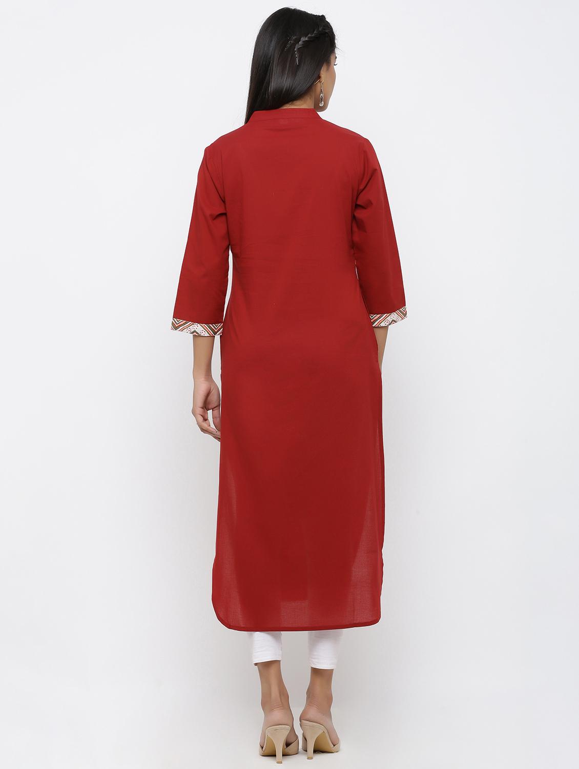 solid straight kurta - 17007812 - Zoom Image - 3